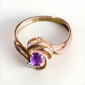 Anillo Amatista Talla US 8.5 Hecho en Taiwán Vintage - Imagen 1 de 2