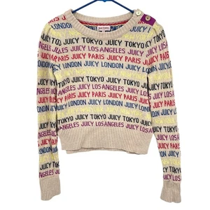 Juicy Couture Logo Word Sweater Puff Shoulders Cotton Size XL Girls - Picture 1 of 8