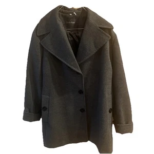Calvin Klein Jacket Women’s Size 1X Gray Button Front Pea Coat - Picture 1 of 9