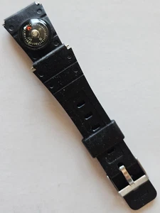 18mm - Black Rubber Watch Band & Compass ( St. Steel Buckle / w Pins ) - Picture 1 of 3