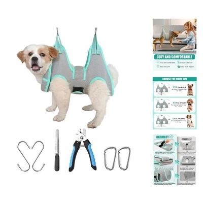 2024 Grey Dog Grooming Hammock with Thick Neck Support for Extra Small Breeds - Image 1 of 4