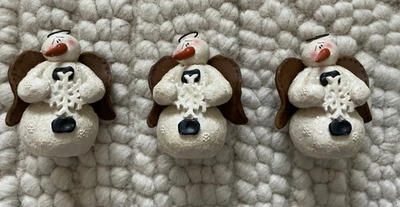 Juego de 3 figuras navideñas de muñeco de nieve de resina "Snowy Angel" Honey and Me 2006 de colección Foto 1 de 3