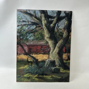 12”x 16” Pastell Gemälde Zeichnung alte Baum Scheune unsigniert - Bild 1 von 8