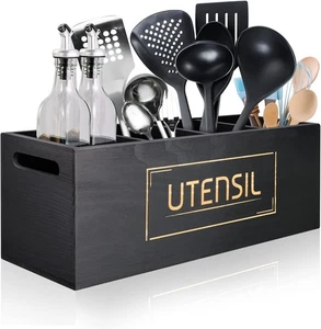 Utensilienhalter extra großer Organizer mit 4 Fächern, schwarz  - Bild 1 von 6
