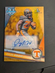 Jaylen Wright Gold Auto/50 2023 Bowman Chrome U University Tennessee Miami 5/50 - Imagen 1 de 2