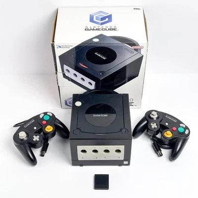 Nintendo Gamecube PAL Console Black Con Scatola-2 Controller-Cavi e Mario Kart - Immagine 1 di 4