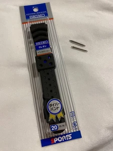 Genuine Seiko 20 mm Diver Rubber Strap(DB73BP) + C200FS Fat Spring Bar Pair - Picture 1 of 7