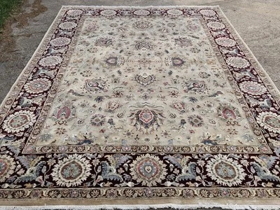 Indian Mahal Rug 8’7”x11’4” Allover Floral Oriental Carpet Handmade Wool. - Image 1 of 4
