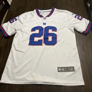 Men’s Nike New York Giants Saquon Barkley 26 Size L White Great Condition - Picture 1 of 14