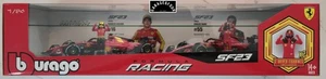 BURAGO 1:24 FORMULA 1 RACING SET FERRARI SF•23 W/ LECLERC & SAINZ FIGURINES - Picture 1 of 4