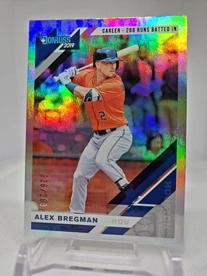2019 Donruss Alex Bregman 26/208 Stat Line Holo #182 Houston Astros - Image 1 of 2