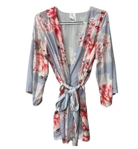 Plum Pretty Sugar Damen Gr. S blau Blumen Staubtuch Morgenmantel Shabby Chic Loungewear - Bild 1 von 6