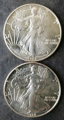 Two 1988 $1 American Silver Eagle Dollars - Image 1 of 3