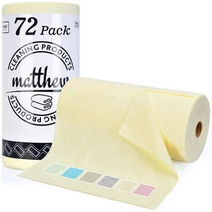 Matthew Microfiber Cleaning Cloth Roll 72Pack (12" x 12") Reusable Paper Towe... - Picture 1 of 7