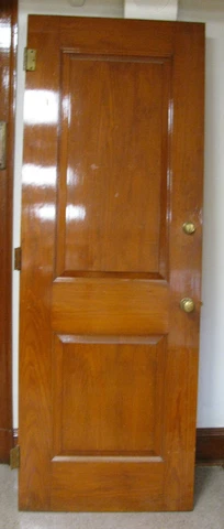 Antique 1940s door solid wood 2 Panel  29.5" x 84" x 1.25" with some hardware Cover