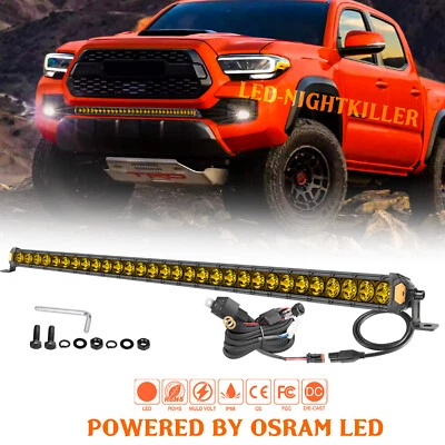 Slim For 2016+ Toyota Tacoma 30" Single Row LED Light Bar Combo 3000K+ DT Wiring - Image 1 of 4