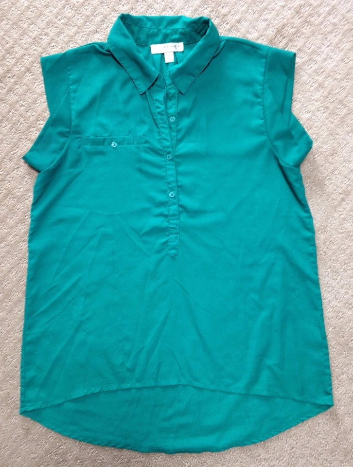Women's Kenar Green Hi Low Capped Sleeve Top-Size M - Image 1 of 1