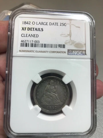1842-o seated liberty quarter ,  ngc XF Cover