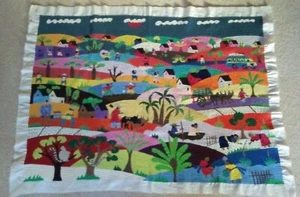 Handmade Needlepoint Madagascar Lemurs Hanging Wall Art - Bild 1 von 12