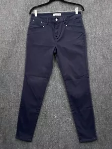 Country Road Sateen Pants Navy Slim Fit Womens 10 Mid Rise Stretch Zip Fly NEW - Picture 1 of 16