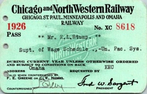 1926 Chicago and North Western Railway Employee Pass - Picture 1 of 2