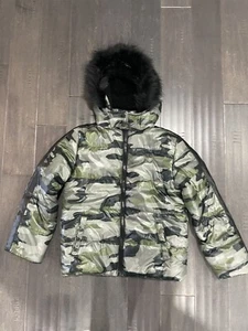 Hudson Kids Unisex Fur Hood Winter Camouflage Camo Puffer Jacket- SIZE XL/16 - Picture 1 of 7