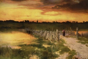 The Old Bridge Over Hook Pond, East Hampton, Long Island de Thomas Moran - Imagen 1 de 3