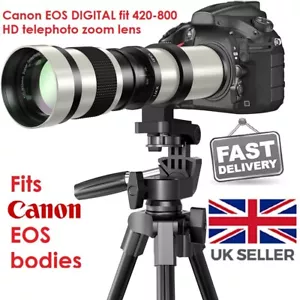 Canon EOS DSLR DIGITAL fit 420 800mm zoom lens 1000D 1200D 1300D 2000D 4000D etc - Picture 1 of 8