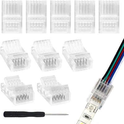 10Pcs 5 Pin LED Connectors Solderless Strip to Wire RGBW LED Light Strip Adapter - Image 1 of 4
