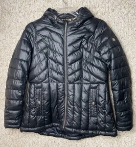 JESSICA SIMPSON Hooded Puffer Jacket Women's Size Medium Winter Coat Black - Picture 1 of 21
