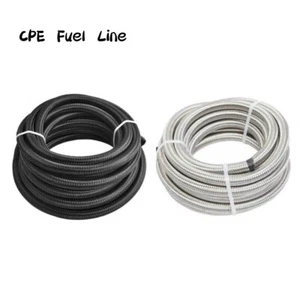 4AN 6AN 8AN 10AN 12AN Nylon + Stainless Steel Braided Fuel Hose Oil Gas Air Line - Picture 1 of 9