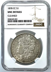 1878-CC Morgan Silver Dollar NGC Uncirculated Details Cleaned - Picture 1 of 3