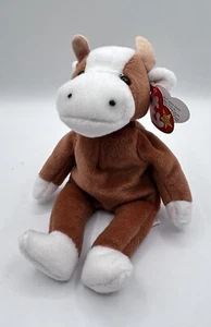TY BEANIE BABY COLLECTION 1995 Bessie the Cow, Brown And White Farm Animal Plush - Picture 1 of 14