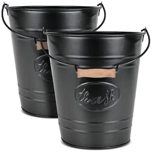 Autumn Alley Matte Black Metal Farmhouse Trash Can 2-PK | 7L, 2 Gallon Trash Can - Picture 1 of 8
