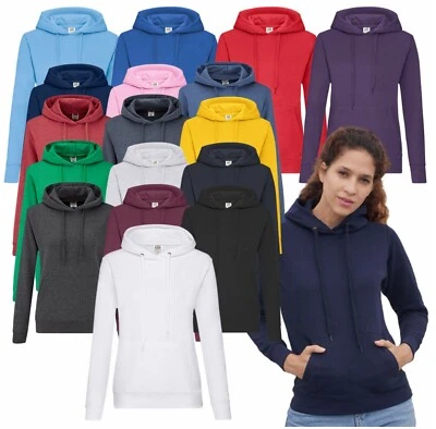 Fruit of the Loom Classic Lady Fit Hooded Sweatshirt Plain Pullover Sweat Jumper - Image 1 of 4