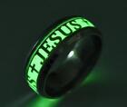 JESUS STAINLESS STEEL GLOW-IN-THE-DARK RING cross unisex christ band luminous