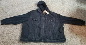MENS LEVI'S BIG TALL DENIM TRUCKER STYLE JACKET HOODIE WARM BLACK SIZE 4XL NWT - Picture 1 of 4