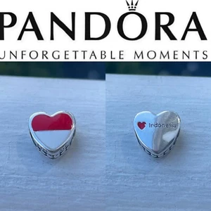 Pandora Indonesia 🇮🇩 Exclusive Country Flag Colors Heart Charm - Picture 1 of 7