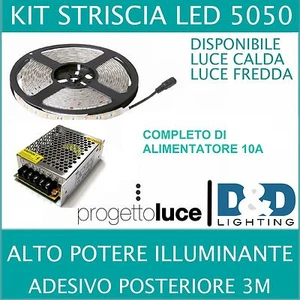 300 LED 5050 STRIP LED  STRISCIA 5 MT LUCE FREDDA  CALDA CON ALIMENTATORE 10A   - Foto 1 di 1
