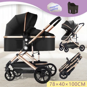 Foldable Baby Pram Stroller Bassinet Carriage Infant Strollers Travel Pushchair - Picture 1 of 19