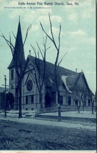 Vintage Postcard Cyanotype Free Baptist Church on Cutts ave. Saco Maine Unposted - Picture 1 of 2