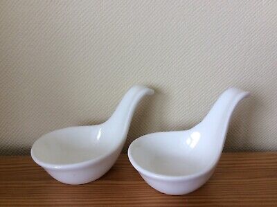 Set Of 2 Olympia Small Spoon Shape Dipping Bowls 55x 55mm White Porcelain • 4.99£