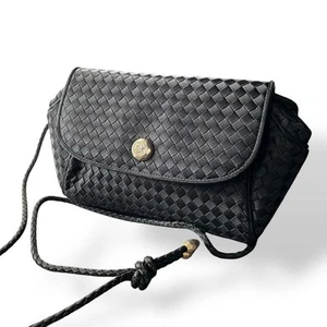 Vintage Bottega Veneta Schultertasche Intrecciato Satin Schwarz - Bild 1 von 16