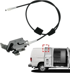 Side Door Latch with Cable Compatible with 1992-2014 Ford E150 E250 E350 - Foto 1 di 7