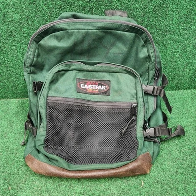Vintage Eastpak  Backpack Made In USA Forest Green Leather Bottom 90s - Image 1 of 4