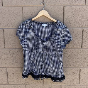 Camicetta donna bianca e nera a quadri Gingham manica corta taglia XL - Foto 1 di 4