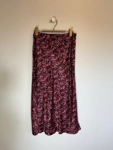 Next Pink Red And Black Elasticated Waist Jersey Fabric Midi Skirt UK 12 - Picture 1 of 6