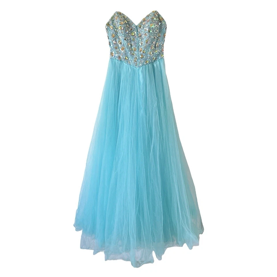 MASQUERADE женщин размер 1/2 без бретелек со стразами корсет тюль выпускного макси платье - Изображение 1 из 4