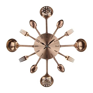 Relojes de Pared Cocina Metal Cobre con Cucharas y Tenedores 3D Extraíbles Modernos Cr... - Imagen 1 de 7