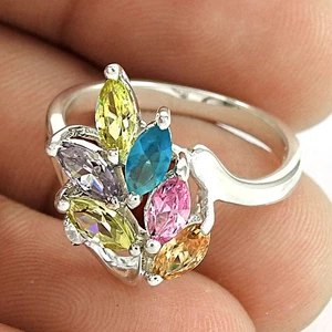 Natural Cubic Zirconia Sterling Silver December Ring Christmas Gift Jewelry Us 7 - Picture 1 of 5